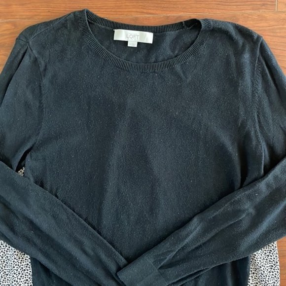 Loft Black Light Long Sleeve Sweater Sheer Star Cheetah Print Back Blouse - Picture 5 of 11